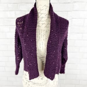 Express Knit Purple Sweater Cardigan with Sequin Size XS